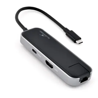 Bluestork HUB Office Dock Multiports 6-in-1 Adapter USB C auf HDMI 4K + 3 Ports USB 2.0 + Ethernet RJ45 + Typ C PD - USB C Hub aus Aluminium kompatibel PC Mac MacBook Pro Air M1 - Neu 2022