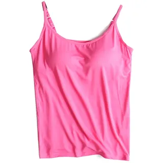 Camisole with Shelf Bra for Women Camisole Tops with Built-in Bra Plain Camisole Vest Slim Summer Tank Tops - M