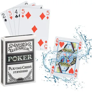 Relaxdays Pokerkarten Plastik, wasserfestes Kartenspiel, reiß- & knickfest, 54 Karten, Texas Hold'em, Profi Pokerset