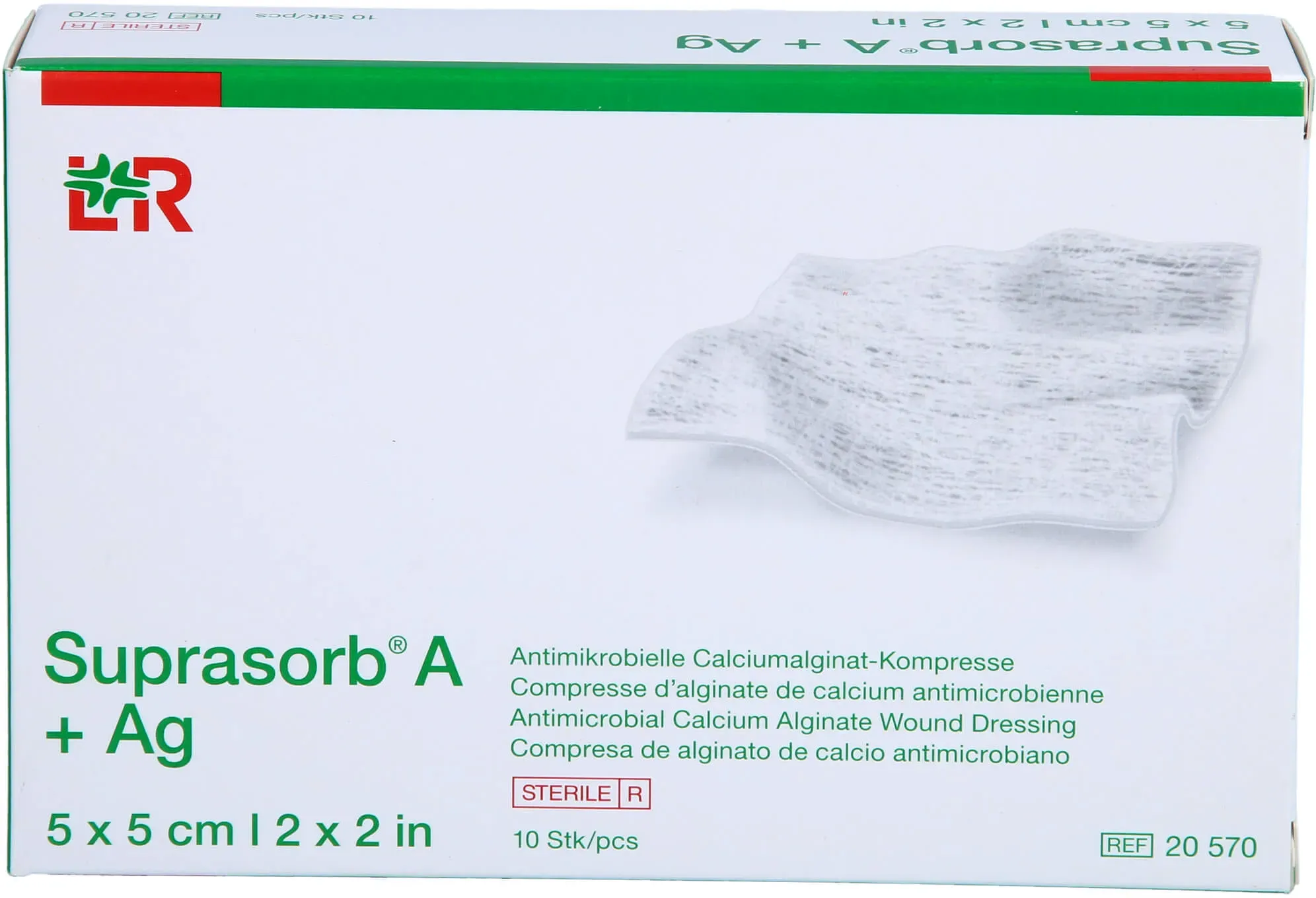 Suprasorb A+ag Antimikrobielle Calciumalg 5x5cm 10 ST