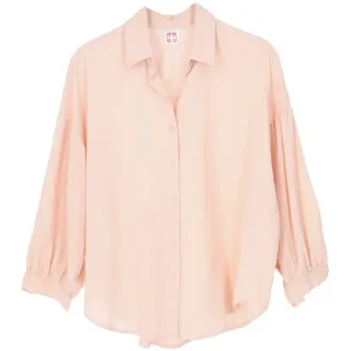 Guru-Shop Longbluse Boho Longbluse, Basic oversize Baumwoll Bluse.. alternative Bekleidung rosa