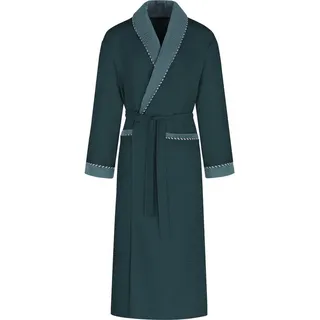 normani Herrenbademantel Herren Bademantel Waffelpique Moyo, Langform, Viskose, Mit Gürtel, Bindegürtel, Langer leichter Morgenmantel aus Bambusviskose blau XXL/3XL