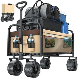 Kesser Bollerwagen mit breiten Reifen beige