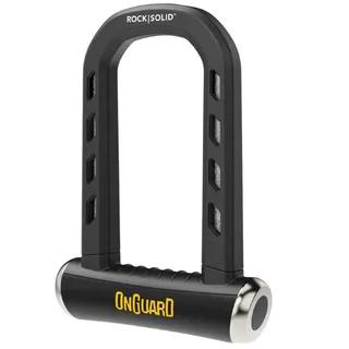 OnGuard RockSolid U-Lock – Winkelschleifer resistent (8,9 cm x 17,5 cm) für Fahrrad, Motorrad, Powersport – 14 mm Bügel, X4P Verriegelungsmechanismus, leicht, 5 Schlüssel enthalten, Diebstahlschutz