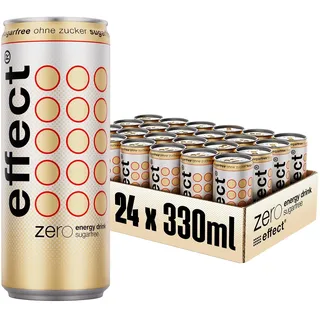 effect Energy Drink ZERO SUGAR – Tray mit 24 x 330 ml Energy Dosen Einweg, Koffeinhaltiges Erfrischungsgetränk ohne Zucker mit B-Vitaminen – einzigartiger & erfrischender Geschmack, vegan