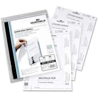 Durable Einsteckschild für Türschilder Info Sign und Click Sign, 149 x 52,5 mm, Beutel à 10 Stück, weiß, 485002