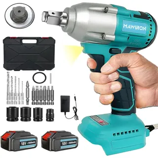 Teetok - Schlagschrauber, bürstenloser drahtloser Schlagschrauber, mit 1/2 'Treiber 21V 320N. m Drehmoment, 2 Buchsen, 19mm 21mm, 1 Batterie 3000mAh