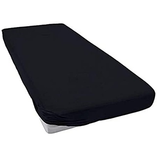Jersey Spannbettlaken, Spannbetttuch 100% Baumwolle in vielen Größen und Farben, Steghöhe bis zu 30 cm. (Schwarz, 180x200-200x200 cm)