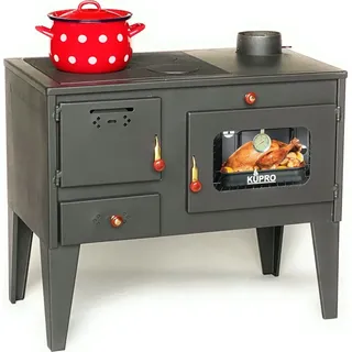 Kupro Kaminofen mit Backfach und Herdplatte 93894 Werkstattofen 7,56 kW Kamin Gartenofen Küche Outdoor Ofen