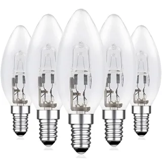 EASYIVY Halogen Glühbirne C35 E14 Kerze 28W, Halogen Kerzenbirnen Dimmbar Warmweiß 2700K, Klar Kerze Halogenlampen E14 für Kronleuchter, Pendelleuchten, Tischlampen, 5 Stück