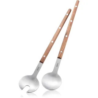 GEFU Salatbesteck 2‐teilig aus Edelstahl und Walnussholz 32,5 cm