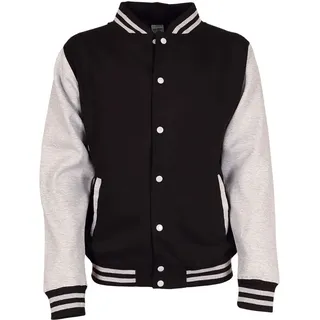 Just Hoods Varsity Jacket, jet black/heather grey, L