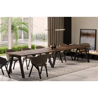 endo-moebel Esstisch Lungo ausziehbar erweiterbar Kulissentisch Esszimmertisch - 405cm bis 12 Personen Küchentisch Monastery - Dunkelbraun