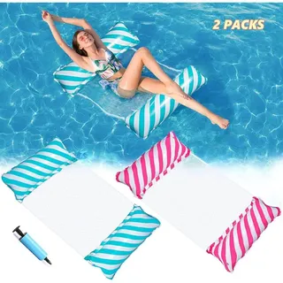Schwimmende Hängematte, 2 Stück, 4-in-1 Aufblasbare Hängematte Für Den Pool, Aufblasbare Wasserhängematte, Faltbare Schwimmende Hängematte, Ultraleicht, Liege-schwimmhilfe Für Erwachsene, Strandparty,