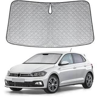 Sonnenschutz Auto Frontscheibe Ersatz für VW Polo 2017-2024, Auto Windschutzscheibe Sonnenschutz Innen, Faltbar Sonnenschirm Auto UV Schutz Reflektierender Staub Schutz Sonnenschutzfolie Zubehör