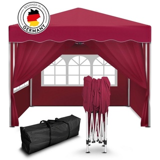 Kronenburg Handel Kronenburg Faltpavillon wasserdicht Dachmaß 3 x 3 m UV Schutz 50+ Pavillon in Rot mit 4 Seitenteilen