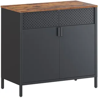 Aufbewahrungsschrank, Metallschrank, mit Doppeltür, Magnetverschluss vintagebraun-schwarz