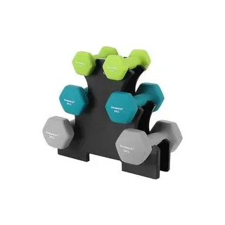 Songmics Hantel-Set Kurzhanteln 12 kg Hexagon Neopren grau/grün
