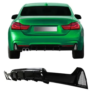 Heckansatz Diffusor Heckdiffusor Heckschürzeneinsatz im Sport Look für F32 F33 F36 für Doppelrohr-Auspuff linke Seite , passend für BMW 4er Coupe/Cabrio/Gran Coupe F32, F33 und F36  Bj. 13 - 21