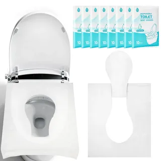 80 Stück Toilettenauflage Einweg, Einweg Toilettensitzbezüge Papier, Spülbare Toilette Auflage, für Kinder und Erwachsene WC Sitzauflage für Unterwegs Öffentliche Toiletten (46x38cm)