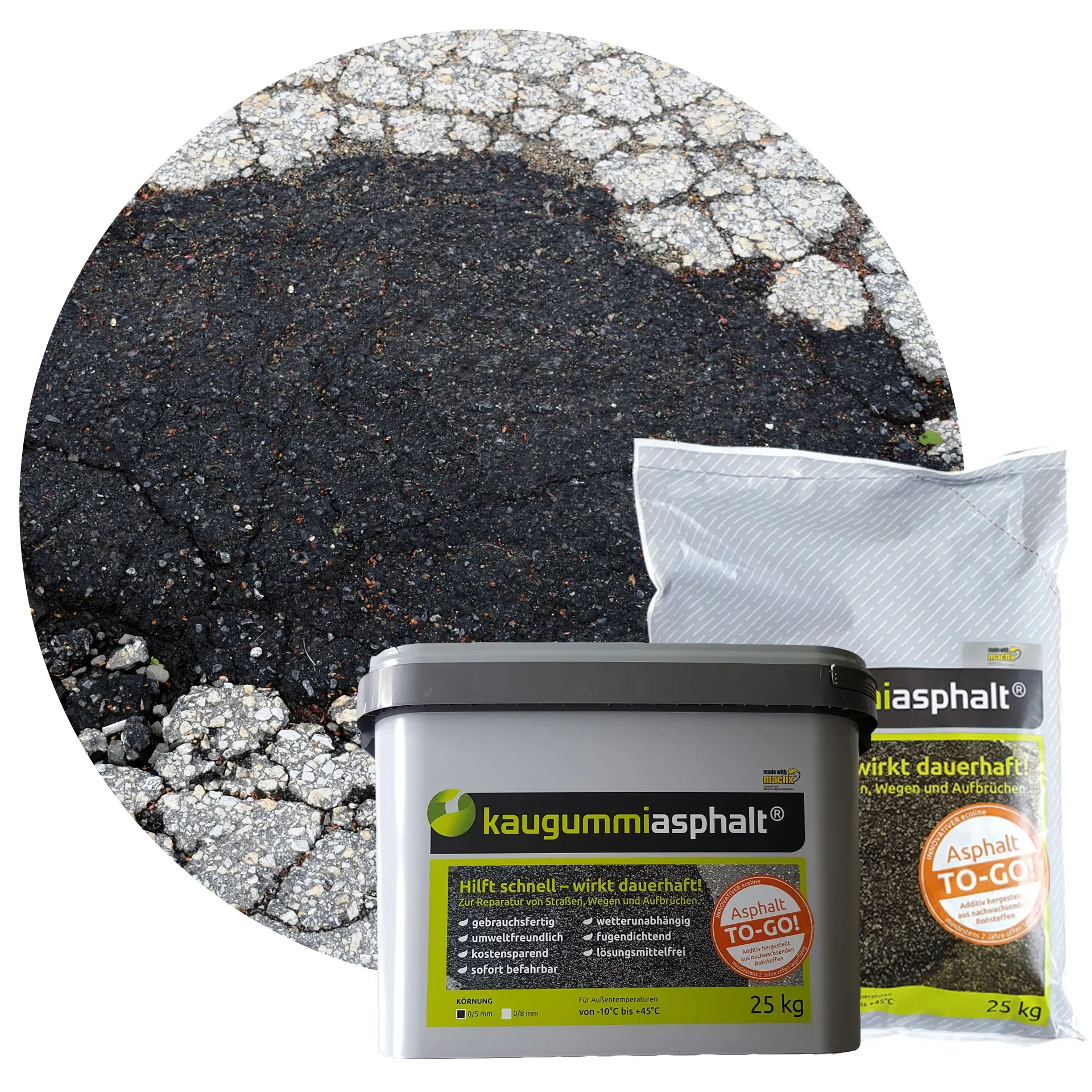 Kaugummiasphalt® 0-5 mm - 25 kg Eimer
