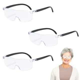 3 Stück 300% Vergrößerungsbrille, Lese Lupenbrille, Lesehilfe für Senioren, Lupenbrille Für Naharbeit, Lesen, Nähen, Leselupe für Basteln, Schmuck, Hobbys und Naharbeiten (Nicht beleuchtete Lupe)