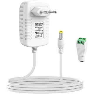 24V Netzteil 2A 48W Netzadapter Steckernetzteil AC 100-240V auf 24V DC Transformator mit 5,5x2,5mm Anschluss, EU Stecker Power Adapter für LED Streifen, Router Radio, COB Strips, CCTV Kameras (Weiß)
