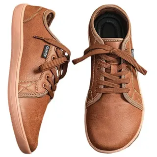 Treer Breite Barfußschuhe Herren, Barfussschuhe rutschfest Atmungsaktive Barfußschuhe Flache, Herren Künstliches PU Barfussschuhe Herbst Minimalistische Trekkingschuhe Wanderschuhe - 48 EU