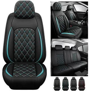 Autositzbezüge Set Für Audi A4 B8 8K Allroad A4 B9 Avant A4 B9 Allroad A5 B8 8T Grün, Universal 5 Sitze PU-Leder Sitzbezüge Auto Allwetter Rutschfester Wasserdichter Schützender Auto Sitzbezüge Cover