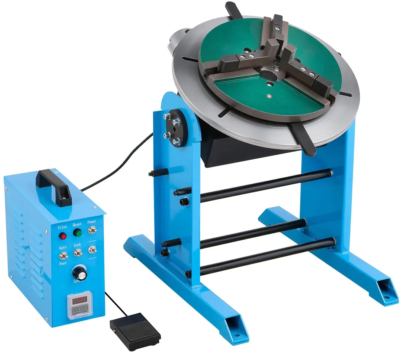 VEVOR Schweißdrehtisch 200 kg, Schweißpositionierer 120 W, Neigungswinkel -45° bis 90°, Drehzahlregelung 0,5–5 U/min, elektrisch & per Fußpedal, zum Schneiden, Schleifen & Montagearbeiten