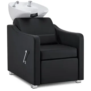 Barberpub Friseurstuhl mit Waschbecken, Klappbare Beinstütze, Friseurwaschbecken aus Keramik Verstellbar, Friseurwaschsessel für SPA Salon, Friseur