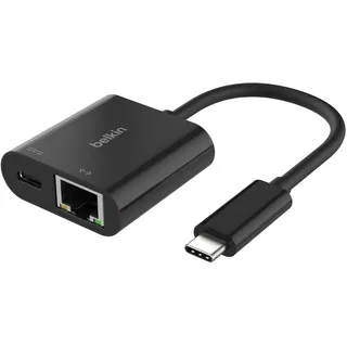 Belkin USB-C Ethernet Adapter 100W PD schw. INC019btBK - Schwarz