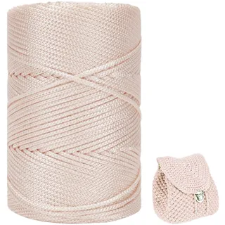 Polyester Garn 3mm X 225m,Makramee Garn 3mm,Makramee Band,Polypropylene Yarn,Geflochten Makramee Schnur Farbig,garn Zum Häkeln Für Stricken,Dekoration DIY Handwerk (Beige)