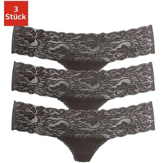 String VIVANCE Gr. 36/38, schwarz, Damen, Single Jersey, Obermaterial: 95% Baumwolle, 5% Elasthan. Spitze: 93% Polyamid, 7% Elasthan (LYCRA), Unterhosen, aus elastischer Baumwolle mit floraler Spitze