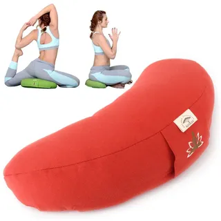 SEI Design Yogakissen Meditationskissen Yogakissen Halbmond mit Buchweizenschalen Füllung, gesticktes Motiv rot