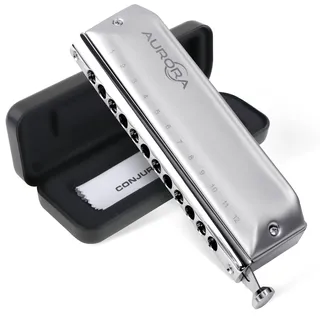 CONJURER Ventillose chromatische Mundharmonika für professionelle Anfänger, 12 Löcher, C-Schlüssel für Kinder und Erwachsene, Mundorgan mit Etui, 1248-Aurora-Tonart C