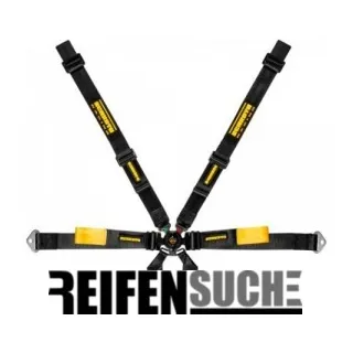 Schroth Gurt - Enduro Porsche 991/981 2x2 schwarz mit schwarz/gelbem SCHROTH RACING Logo HANS