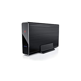 CSL - USB 3.0 Festplattengehäuse 3,5 Zoll extern - gebürstetes Aluminium - für SSD und HDD - SATA - UASP - Super Speed 5 Gbit s - Plug and Play - Hot-Plug - mit Netzteil - schwarz eloxiert