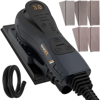 MAXXT bürstenloser Exzenterschleifer Elektrisch 3mm Orbitalschleifer 350W Multifunktion 4000-10000 U/min variables Tempo Kabelgebundener Exzenterschleifer Maschine mit 10 Schleifpapieren