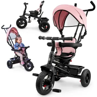 HyperMotion 3-in-1 Dreirad mit Schiebestange und Vollgummirädern für Kinder 1-4 Jahre, - Rosa