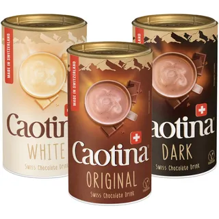 Caotina Kakao-Pulver TRIO mit Original, Dark & White Trinkschokolade - Kakao-Pulver für heiße Schokolade mit echter Schweizer Schokolade - nachhaltig und zertifiziert (3 x 500g)