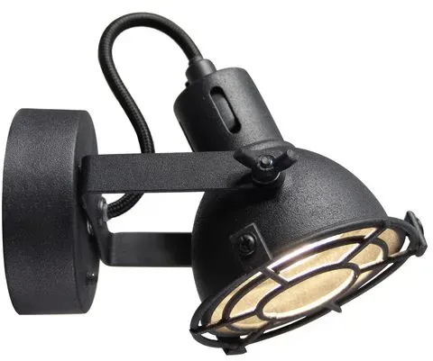 Brilliant LED Wandspot Jesper flat Grill schwarz Industrial GU10 5W 3000K Warmwe...