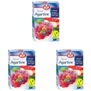 RUF Agartine Pulver, pflanzliches Geliermittel mit Agar-Agar, Ersatz für tierische Gelatine, für Desserts und Torten, glutenfrei und vegan, 3 x 10g (Packung mit 3)