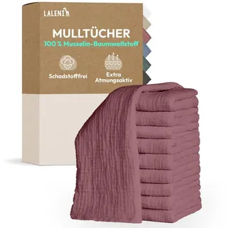 Laleni Spucktücher Baby im 5er Set aus Reiner Baumwolle - schadstofffreie Mulltücher Baby 70x70 - zert.saugstarke Mussellintücher weich - Musselin Tuch als Mullwindel waschbare Mulltücher - Rosa