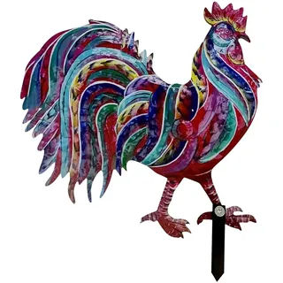 Ahagogo Deko Hahn Dekofiguren Garten Deko Gartenfiguren Garten Figur Hahn aus Metall für außen Hühner Gartendeko Tiere Gartendeko Hühnerstall Decor für sicheren Halt Nicht dreidimensional (Purple)