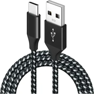 Schnellladekabel Ladegerät 1 Meter Schwarz - für Samsung Galaxy S22 S23 S24 Ultra Z Fold Flip iPhone 17 16 15 Pro Max Huawei USB zu Typ-C - Schwarz