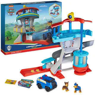Spin Master PAW Patrol, Lookout Tower, Hauptquartier Spielset mit 1 Chase Basis Fahrzeug, 2 Chase Figuren und Zubehör, geeignet für Kinder ab 3 Jahren