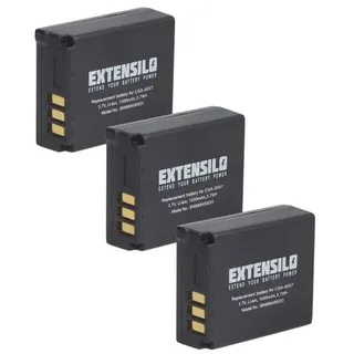 EXTENSILO 3x Akku kompatibel mit Panasonic Lumix DMC-TZ3, DMC-TZ4, DMC-TZ5, DMC-TZ50 Kamera (1000mAh, 3,7V, Li-Ion)