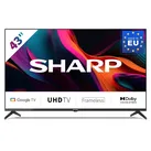 SHARP 43GL4260E – 43 Zoll Fernseher 4K UHD LED Google TV – Rahmenloses Design, Dolby Vision, Dolby Atmos, HDMI eARC