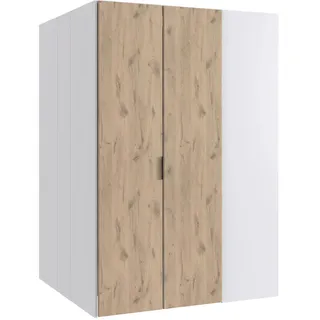 WIMEX Eckschrank WIMEX "Norderney", weiß (weiß, absetzung viking oak nachbildung), B:135,2cm H:197cm T:127cm, Spanplatte, Schränke, Eckschrank, Begehbarer Kleiderschrank, Ecklösung, Garderobe
